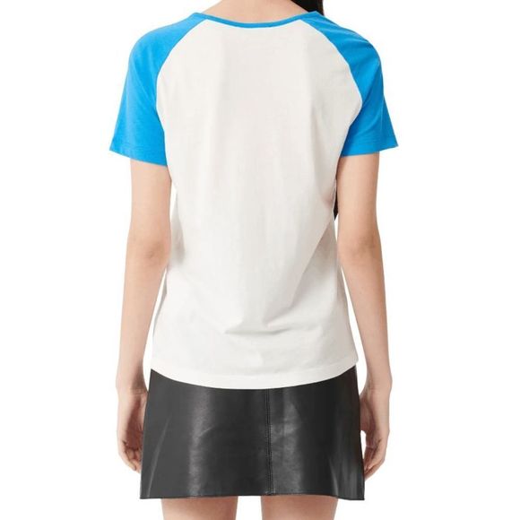 NWT MAJE Talon Blue and White Crewneck Button Tee Size Medium - Picture 3 of 7